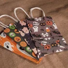 Wholesale Cheap Recycle Custom Printed Halloween Gift Orange Kraft Paper Bag With Twisted Handle