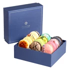 Customized Paper Colorful Printing Food Grade Macaron Paper Cake Packaging Boxes 2 Pieces Box With Plastic Tray