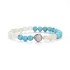 Turquoise And Agate Beads Baseball Charm Gemstone Bracelets Natural Stone Bracelet For Men Or Women