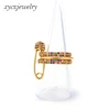 Wholesale jewelry gold plated elegant stackable women safety pin zircon ring