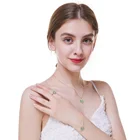 Trendy 14K gold plated enamel jewelry 925 Sterling silver leaf pendant