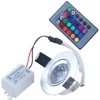 RGB 3W LED Recessed Ceiling Light Spotlight Downlight Lamp + IR Remote Control