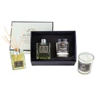 High quality air freshener gift set with reed room fragrance diffuser and luxury soy candles