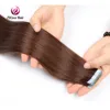 Popular selling European double drawn natural hair extensions 20pcs/pack no tangle #4 heap virgin remy tape in hair extensions