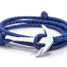 Fashion anchor leather bracelet silver anchor nautical rope jewelry