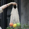 Reusable 100% cotton mesh net vegetable ,fruit storage tote shopping carry bag