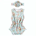 2019 Wholesale Baby Clothes Ruffle Pompom Romper With Flower Headband Sets hand smocked baby clothing