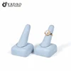 blue color microfiber finger ring stand display jewelry ring holder