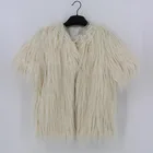 Myfur Girls Elegant Fashion Coat Autumn Winter Children White Long Faux Fur Jacket Outerwear for Kid