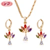 Colorful zircon jewelry set dubai gold plated jewelry, cheap necklace and earrings set