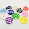 fancy 2 hole round colorful checked fabric covered resin button for shirt