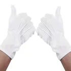 Embroidery logo white nylon police ceremonial gloves