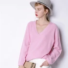 Custom knit wholesale fancy V-neck cashmere wool women sweater