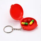 Promotional gift red plastic one day pill box holder with keyring