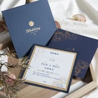 China Blue Fancy Hot Stamping Wedding Invitation Cards