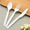EcoNewLeaf Colour Bio Cutlery To Go Promotional Custom Wrapped Disposable Cornstarch Compostable Cutlery Pack Factory 7INCH