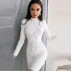Sexy high-necked long-sleeved sequin Dress