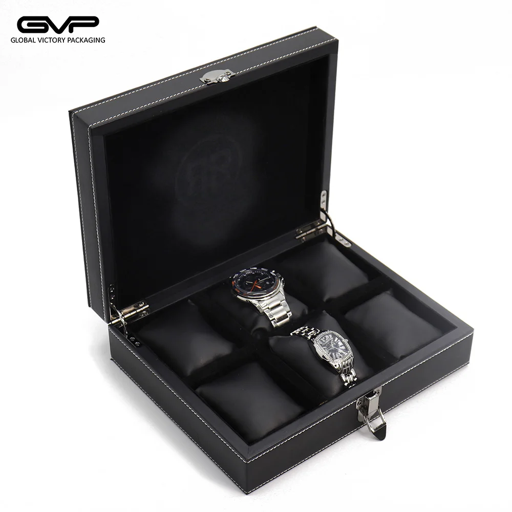 hot sell large capacity watch box 6 slots leather watch box