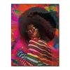 Custom wall art black art African Afro girl oil painting on canvas for living room