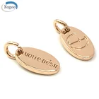 Custom Engraved Rose Gold Alloy Jewelry Metal Logo Charms Tags with Lobster Clasp