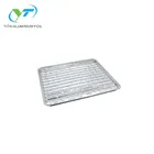 bbq grill tray disposable aluminum foil oblong food serving tray with hole on bottom for roasting