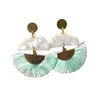 wholesale geometric resin acetate earrings fan tassel dangle earrings small mint green fringe earrings for women summer jewelry