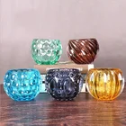 Fancy ribbed crystal blue green amber candle jars in india