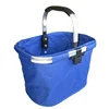 foldable blue aluminum and textile shopping basket for bicycle