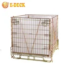 Newest design galvanized folding steel industrial PET Preform stacking wire mesh storage basket cage with forklift