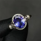 Tanzanite Minimalist Elegant Gemstone Diamond Jewelry Gift 18k Gold2.12ct Natural Blue Tanzanite Ring