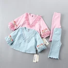 wholesale eco-friendly sleeveless children clothes set summer top and pants