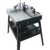 Router table for woodworking utilises a sliding table woodworking bench RT014