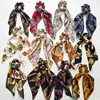 Wholesale Print Flower Pattern Vintage Silk Satin Scarf Hair Ties Hair Scrunchies