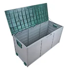 Multi-function plastic outdoor garden storage box 290L wooden style
