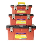 Plastic Lockable Tool Box with Handle Tray & Compartment Storage - 3 Sizes