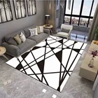 Black And White Striped Design Bedroom Decoration Shaggy Floor Carpet And Rug