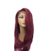 Bleached Knots Wine Red Straight Burgundy Brazilian Remy Human Hair Lace Front Wigs