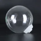 Handblown Round Clear Borosilicate Glass Globe Lamp Shade With Sandblast Frosted Openning