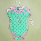 Soft skin newborn organic cotton baby bodysuit green short sleeve unisex baby bodysuit