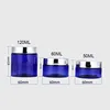 Hot sale 1.7 2 3 ounce straight sided cosmetic cobalt blue containers face cream lotion plastic liner jar set with lid