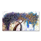 Art Abstract 3D Flowers Trees Painting Canvas PaletteHand Painted Framed Teal Wall Art for Living Room Bedroom Dining Room