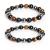 New style Mix Crystal Thread Tiger Eye Hematite Glassgemstone bracelets for men