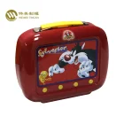 WM cartoon packaging rectangle tin handle hinged tin metal lunch box