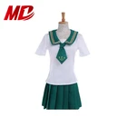 Green Short Skirt Asian Style Japanese Korean High Naval Wind School Sailor Collar Uniform