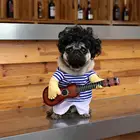 Pet Dog Clothes Funny Rock Guitar Singer Cosplay Costume T-shirt For Puppy Cat Party Halloween