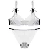 Lace Pattern Sexy Lingerie Ladies Transparent Bra Panty Set