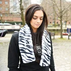 CX-F-S-02C Warm Custom Zebra European Faux Rex Rabbit Fur Winter Scarf