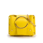 2019 new metal ring small square bag mini pu handbag shoulder bag crossbody with chain