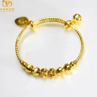 gold plated jewelry imitated 24K gold children's transfer beaded bracelet adjustable push pull gold copper bracelets