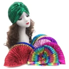 New Fashion Women Turban PU Leather Turban Ladies Stretchy Turban Headband Hijab Turbante Hat Headwrap